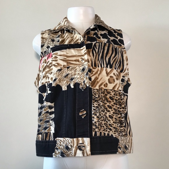 WESTBOUND Animal Print Floral Vest - Picture 2 of 6